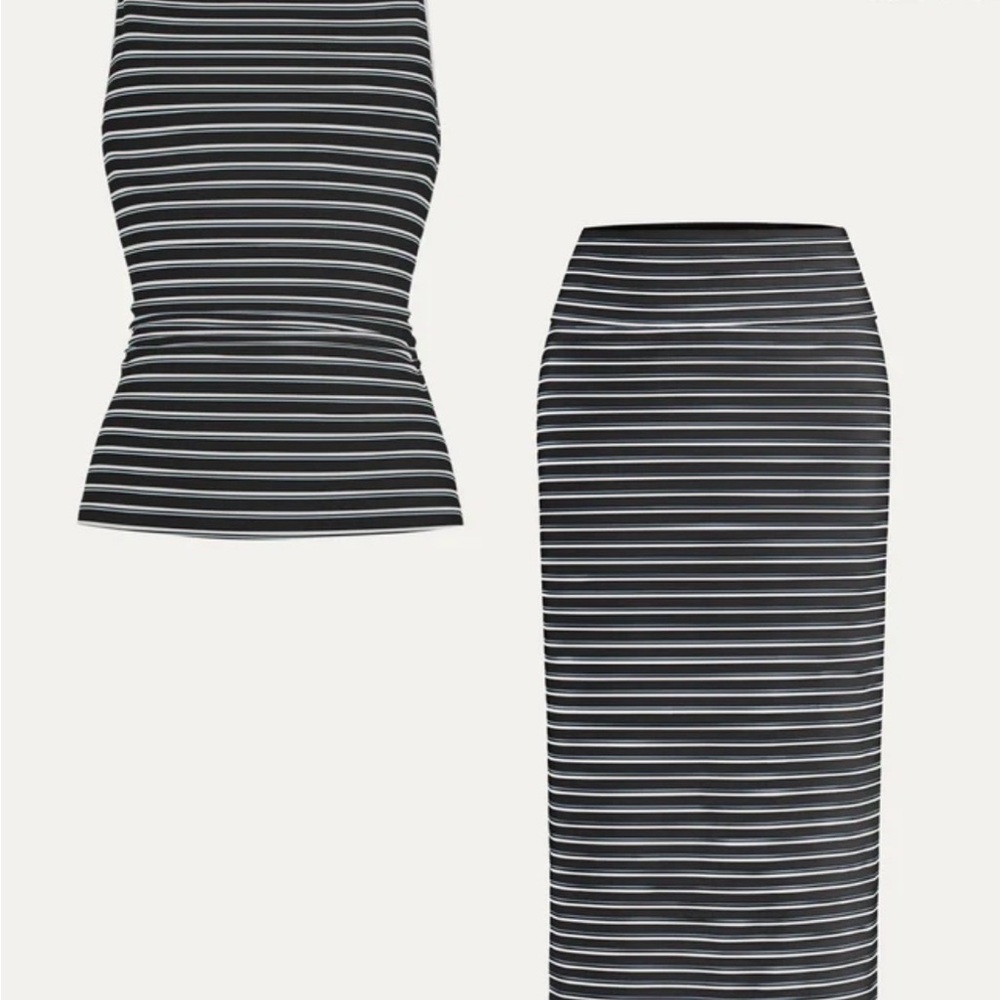 OGL 2 piece Tank and Low Rise Folded Waist Striped Midi Skirt, size Medium